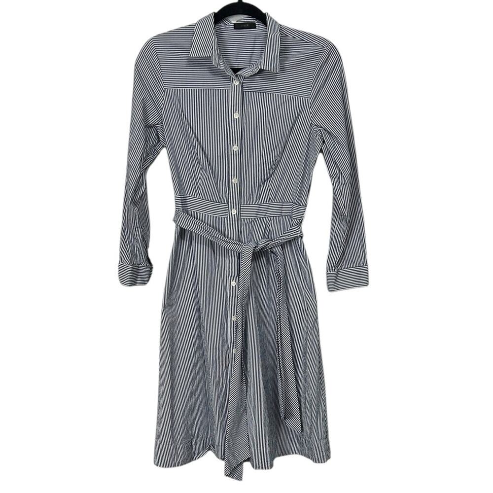 J. Crew Nautical Navy and White Striped Shirt Dress